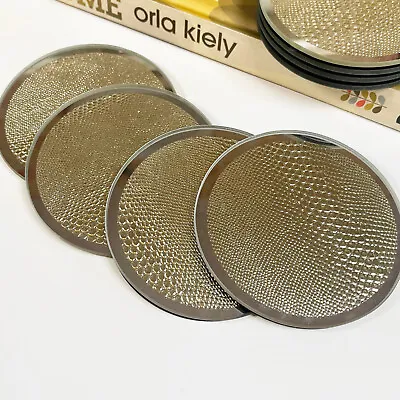 £7.99 • Buy Gold Alligator Coaster Sets Round Modern Mirrored Glass Coffee Table Drinks Mats