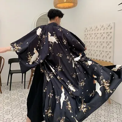 Women Men Kimono Cardigan Jacket Coat Long Retro Outwear Japanese Haori Yukata • £20.15