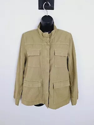 J Crew Jacket M Green Garment Dyed Military Zip Snap Pockets Womens NEW V • $111.34