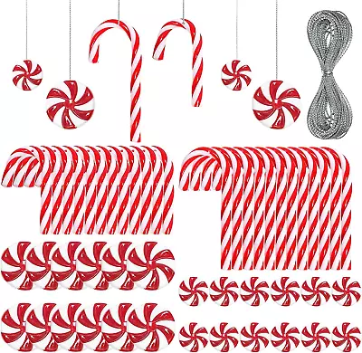 48Pcs Candy Cane Christmas Hanging Ornaments Candy Lollipop Christmas Tree Deco • $17.99