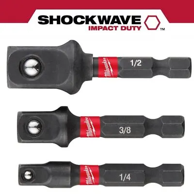 Milwaukee Socket Adaptor - 3pc Special Offer Set 1/4 3/8 1/2 - Drill / Impact • £9.95