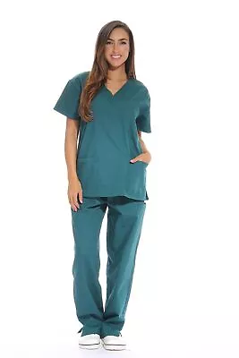 Just Love Women's Nursing Scrub Set - Six Pockets V-Neck Cargo Pant For • $19.99