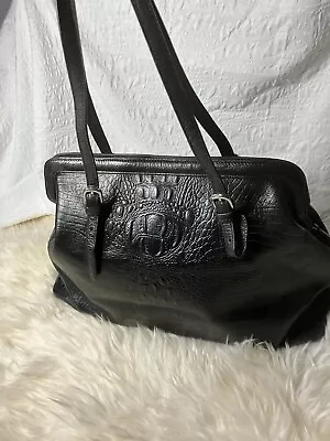 Wilson Croc Embossed Leather Shoulder Bag Extra Large Black Tote • $49.99