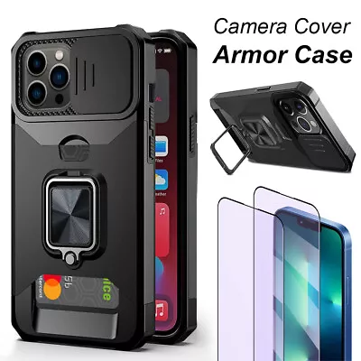 $22.99 • Buy Case For IPhone 13 12 Pro Max Heavy Duty Shockproof Slide Camera Card Slot Cover