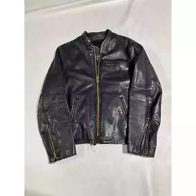 60's 70's Vintage Leather Biker Jacket Sz 38 • $100