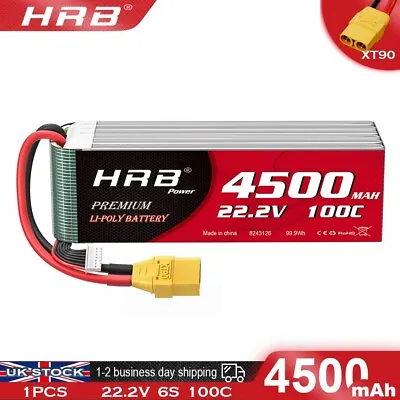 £69.99 • Buy HRB 6S 22.2V 4500mAh LiPo Battery XT90 100C For RC Helicopter Airplane Car Boat