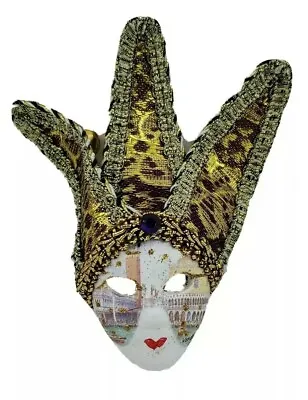 Purple Gold Ceramic Miniature Jollini Venetian Masquerade Mask Italy  • $21.98