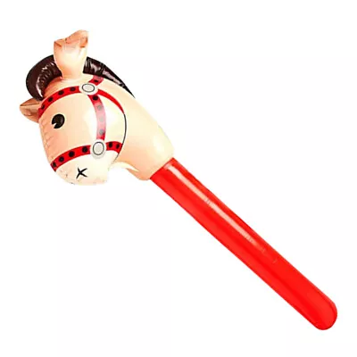 Kids Horse Riding Game Toy Outdoor Plaything Blow Up Inflatable Horse Head Stick • £4.43