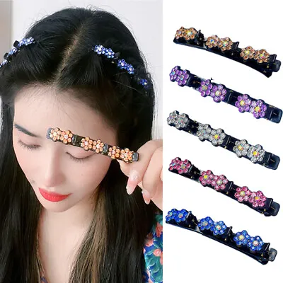 $1.52 • Buy Women Girl Hairpin Double Layer Band Twist Plait Clip Braided Hair Clips Crystal