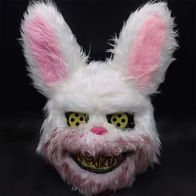 Bunny Bloody Plush Mask Halloween Horror Scary Creepy Killer Rabbit Costume • £5.89