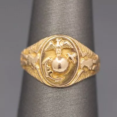 Antique 1910 United States Marines Signet Ring In 10k Yellow Gold • $750