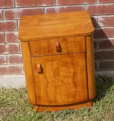 Vintage Antique British Import 20 H Mid Century Bedside Cabinet Nightstand Maple • $250