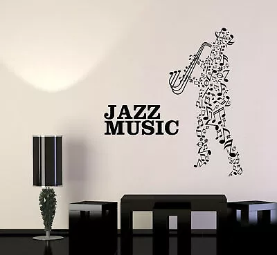 Vinyl Wall Decal Jazz Music Notes Musician Saxophone Player Stickers (4077ig) • $69.99