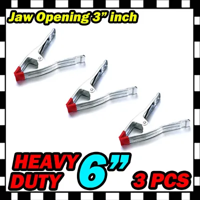 3PC 6  Inch Heavy Duty Studio Metal Spring Clamps Tips DIY Tool Clip Jaw Opening • $10.95
