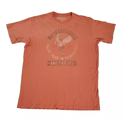 Margaritaville Shirt Mens XL Orange Graphic Cotton Crew Neck Parrotheads Buffet • $18.95