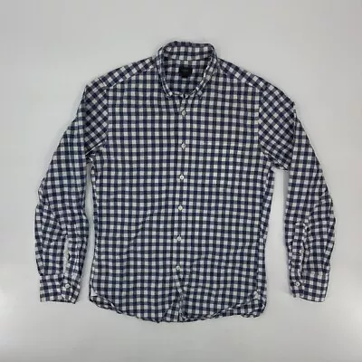 J Crew Button Up Shirt Mens Small Blue White Casual Cotton Long Sleeve * • $4.99