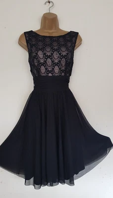 £10.50 • Buy Jessica Howard Black Lace  Dress Size 14 Cocktail Party Cruise Fit & Flare