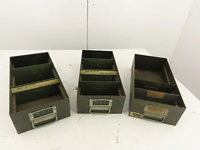 VINTAGE GREEN STEEL METAL ORGANIZER STORAGE DRAWER BIN 17.6X8.25 X4.5  Lot Of 3 • $54.99