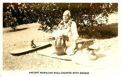  Ancient  Hula Chanter With Gourds  Rppc Hawaii Vintage Postcard • $9.75