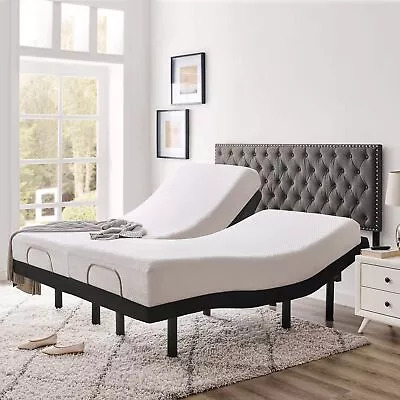 Split King Electric Bed Frame Base Adjustable Legs Wireless Remote Dual Motor • $639