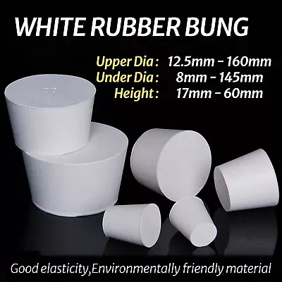 White Rubber Bung Stopper Tapered Plugs Laboratory Solid Stoppers Various Sizes • $4.79