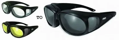 TRANSITION PHOTOCHROMIC LENS Motorcycle Sun Glasses FIT OVER RX GLASSES *Choice* • $39.95