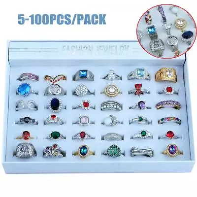 100Pcs Wholesale Rings Colorful Crystal Mixed Rings Knuckle Rings Jewelry Gift • £4.43