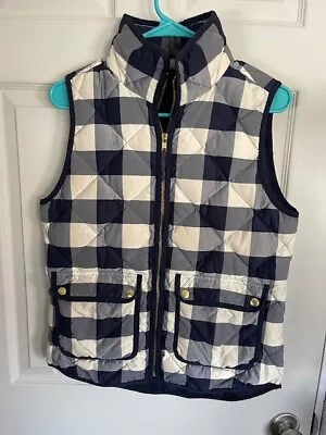 J.Crew Excursion Quilted Down Vest Buffalo Plaid Size Xs E0829 Navy Cream (j78) • $14.95