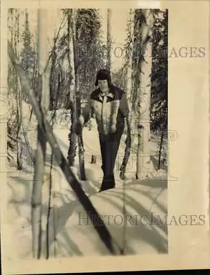 1986 Press Photo Einar Albin Larson Sr. Checking His Traps In The Snow • £16.03
