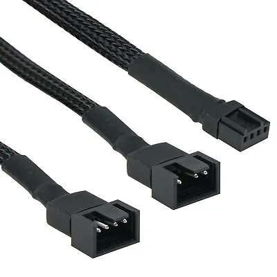 4 Pin PWM Y Cable W Sleeving Male To 2x Female 12v 30cm 12  Fan Power Connector • £2.75