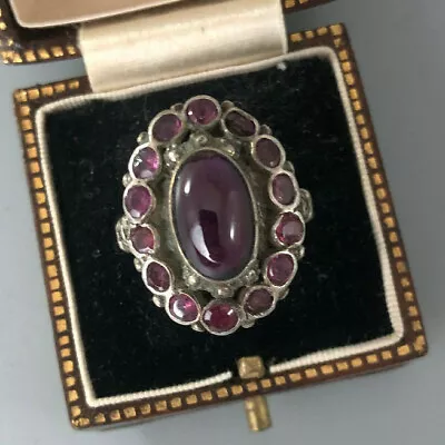 £250 • Buy Georgian Silver & Almandine Garnet Ring Size M.5 AEZX
