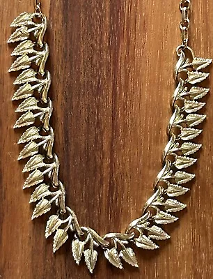 Vintage Coro Gold Tone Leaf Necklace Chain Fall Autumn • $24.99