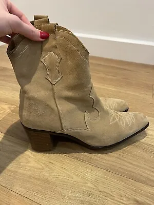 Zara Black Suede Cowboy Boots • £22