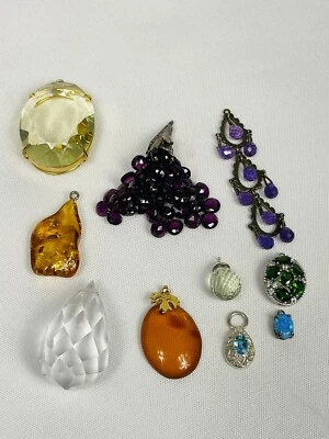 $99 • Buy Vintage Used Jewelry Lot Of Gemstone Natural Citrine, Amethyst, Rock Crystal