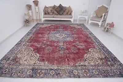 Turkish Vintage Rug 9x12 Oversize Rug Large Oushak Rug Handmade Natural Rug 780 • $2099