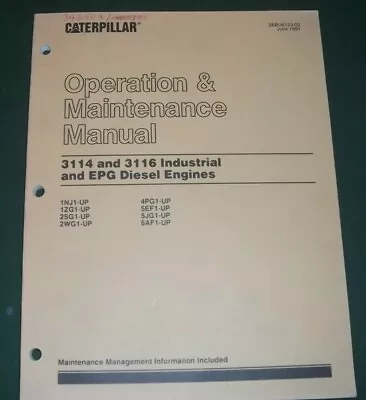 Cat Caterpillar 3114 3116 Engine Operation & Maintenance Manual 1nj 1zg 2sg 2wg • $19.99