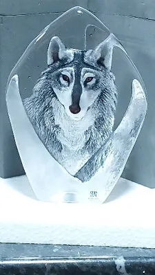 Mats Jonasson Maleras Wolf Glass Art • £34.95