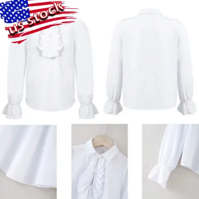 US Kids Girls Boys Renaissance Steampunk Long Sleeve Shirts Blouse Tops Costume • $11.92