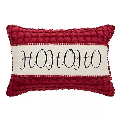 New Vintage Christmas RED CHENILLE HO HO SANTA PILLOW Accent 14  X 22  • $29.95