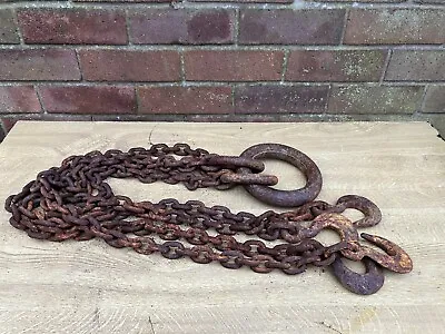 Vintage 30 CWT Heavy Duty 4 Leg Lifting Chain With Ring & Hooks • £79.99