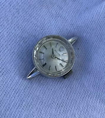 VINTAGE ROLEX 14K WHITE GOLD COCKTAIL MECHANICAL 15mm ORIGINAL CROWN WATCH • $5