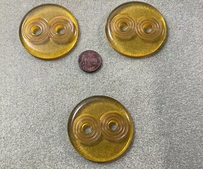 3 Large 2” Vintage “Apple Juice” Bakelite Buttons Tested • $15