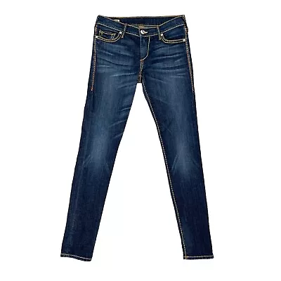 True Religion Jeans Womens 27 Denim Casey Low Rise Super Skinny Flap Pockets • $34.94