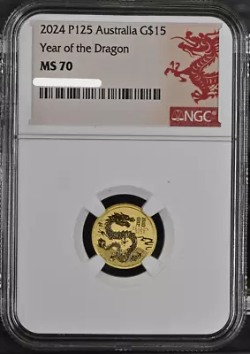 2024 Australia Lunar Series III Year Of The Dragon 1/10oz Gold Coin NGC MS 70 • $349.35