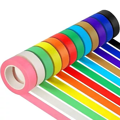 Colored Masking Tape Kids Art Supplies Colored Tape Rolls Diy Craft Tape 12pcs • $8.95