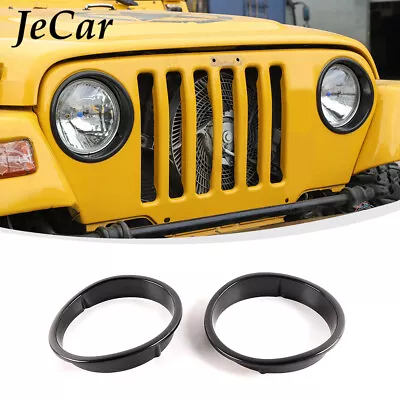 2pcs Front Headlight Lamp Decor Cover Trim Bezels For Jeep Wrangler TJ 1997-2006 • $29.99