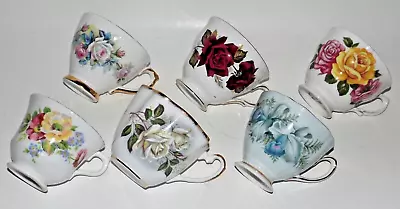 Vintage Tea Cups Floral English Bone China Orphan Lot X6 Royal Vale Salisbury + • $29.80