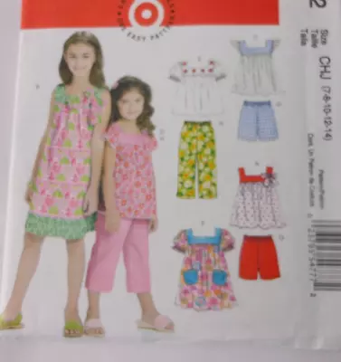 McCalls M6022 Girls Dress Top Pants Capris Shorts Size 7-14 EASY Uncut • $10.77