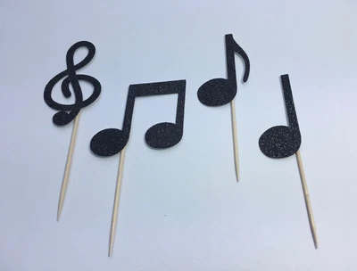 £6 • Buy Musical Note Symbols Glitter Music Cupcake Cake Topper 8 Pack Decoration