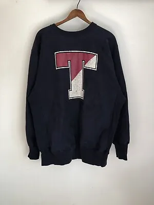 VTG 90s Champion MIT Big T Revese Weave Sweatshirt Navy XX-Large 2XL • $25